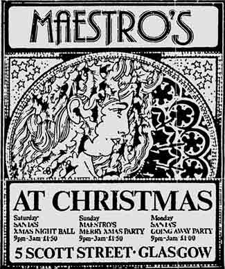 Maestro's club Christmas 1976 ad